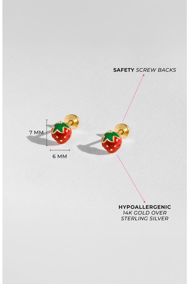 Summer Strawberry Plated Earrings, Alternate, color, Red