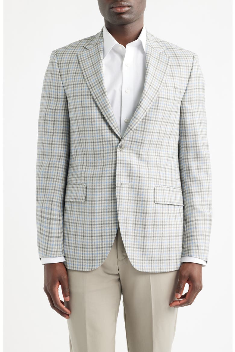Flynn Classic Fit Grey & Brown Check Wool Sport Coat, Main, color, LIGHT GREY