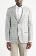 Peter Millar Flynn Classic Fit Grey & Brown Check Wool Sport Coat