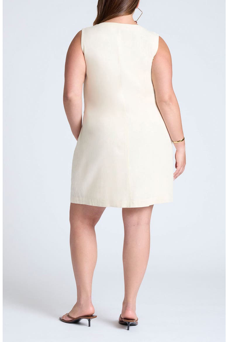 Button Linen Blend Dress, Alternate, color, NATURAL CREAM