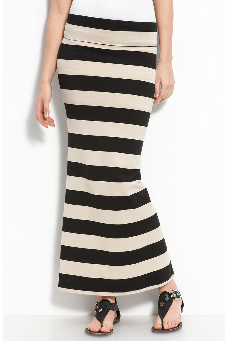 Long Stripe Skirt, Main, color, BLACK/ TAN COMBO