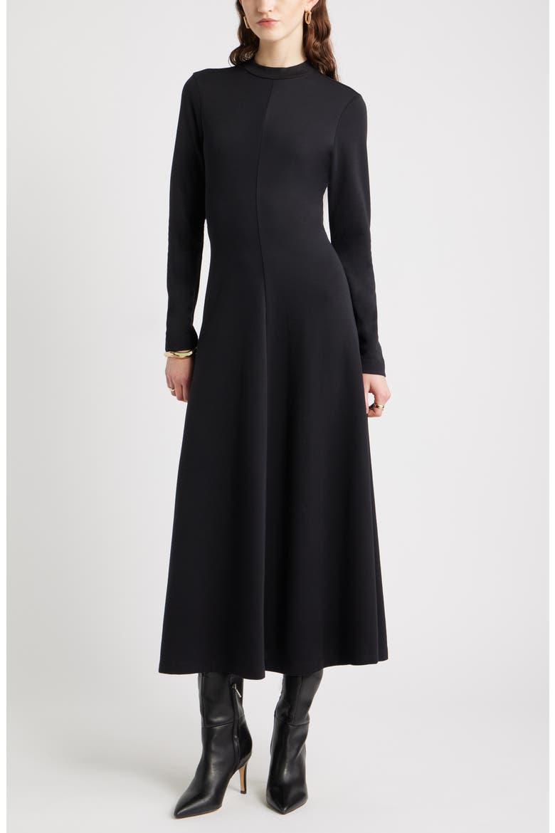 Mock Neck Long Sleeve Maxi Dress, Main, color, BLACK