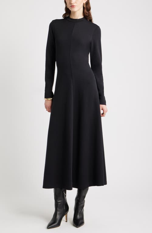 Nordstrom Mock Neck Long Sleeve Maxi Dress In Black