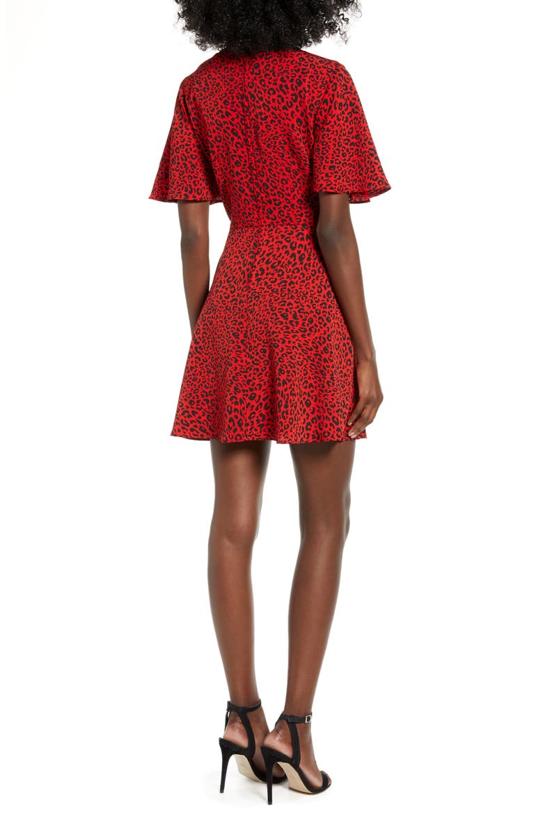 Faux Wrap Minidress, Alternate, color, RED BLACK