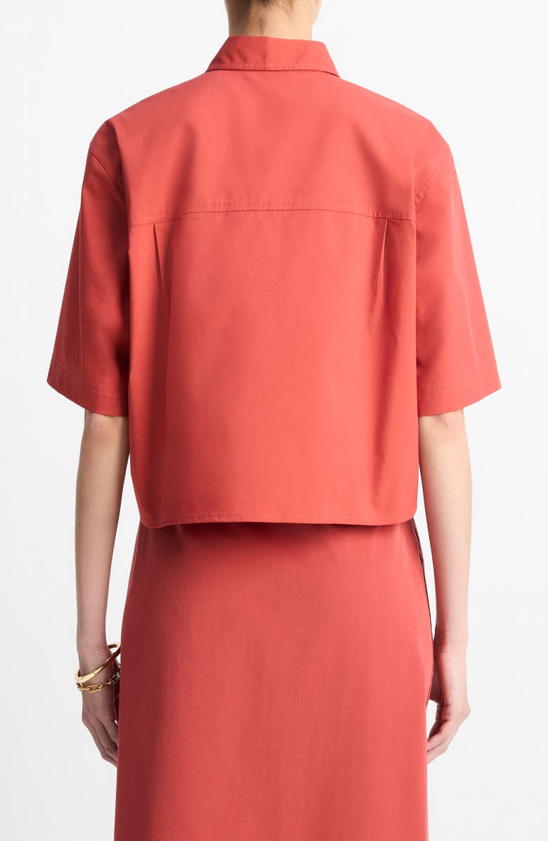 Vince Oversize Crop Cotton Shirt, Alternate, color, Brick Rose