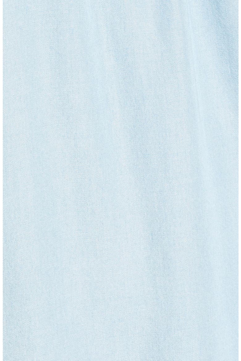 Embroidered Chambray Off the Shoulder Dress, Alternate, color, LIGHT WASH