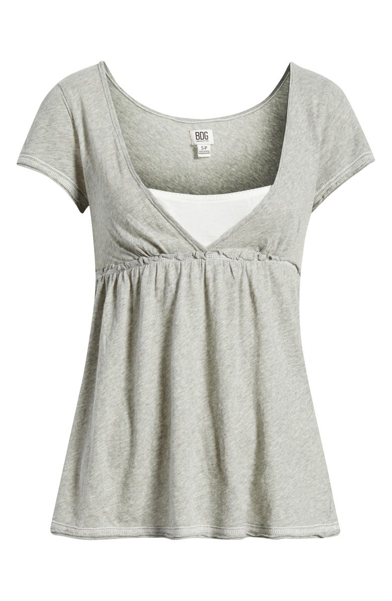 BDG Urban Outfitters Tina Layered Cotton Babydoll Top, Alternate, color, Grey