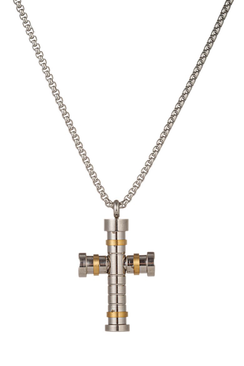 Jordan Cross Pendant Necklace, Main, color, SILVER