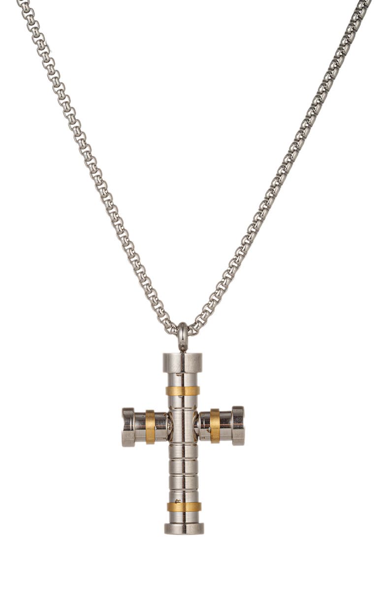 EYE CANDY LOS ANGELES Jordan Cross Pendant Necklace, Main, color, Silver