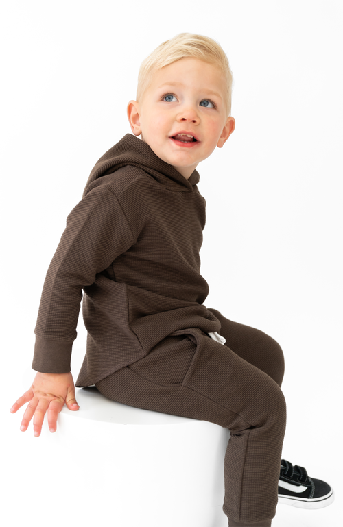 LAREE + CO LAREE + CO WAFFLE KNIT HOODED PULLOVER 