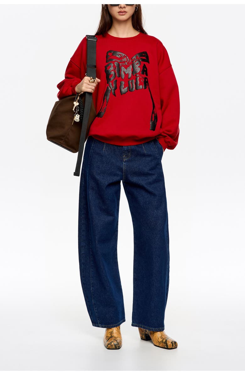 Bimba y Lola Long Logo Sweatshirt With Tie, Alternate, color, Red