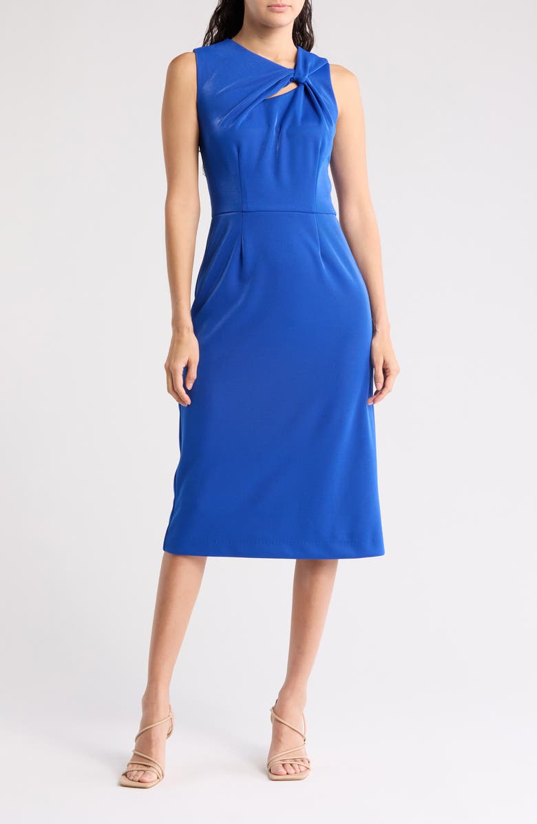 Donna Ricco Knotted Sheath Dress, Main, color, Blue