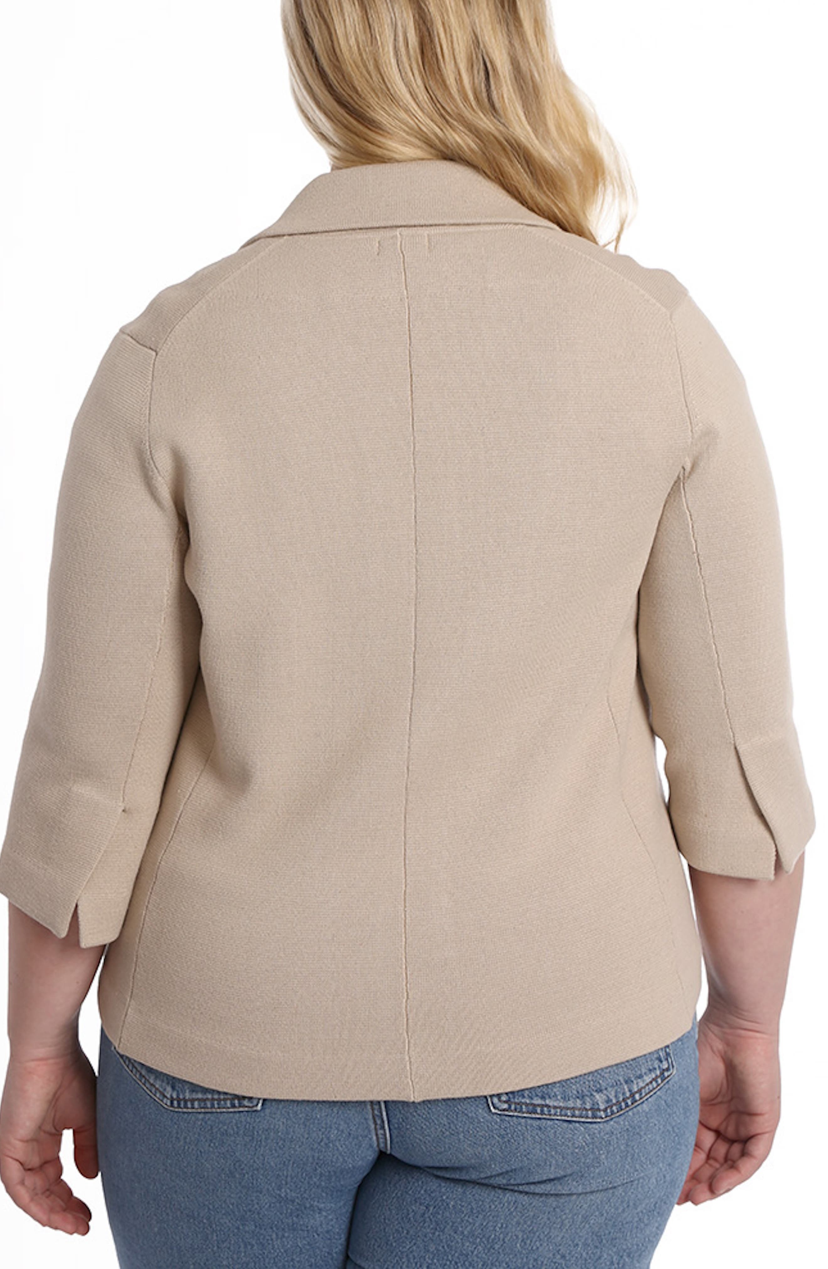 Three-Quarter Sleeve Cotton Blend Knit Blazer - image 4