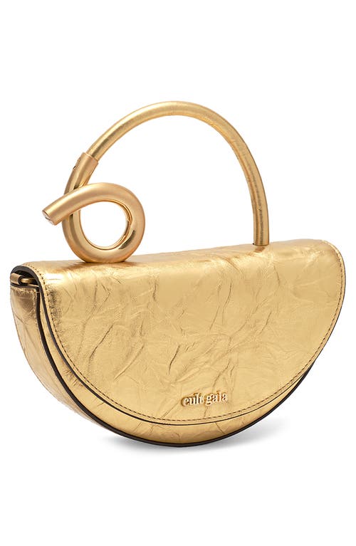 Cult Gaia Azariah Nano Sculptural Metallic Leather Crossbody Bag In Gold