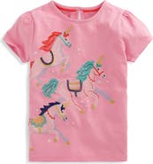 Mini Boden Kids' Embroidered Unicorn T-Shirt