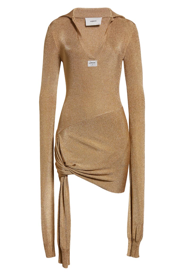 gold sweater dress women Sheer Light Gold Sweater Dress
