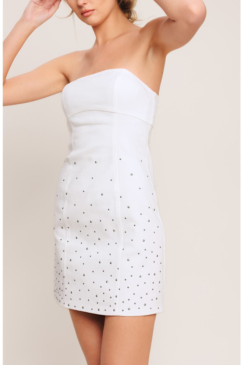 Embellished Minidress, Alternate, color, WHITE DENIM