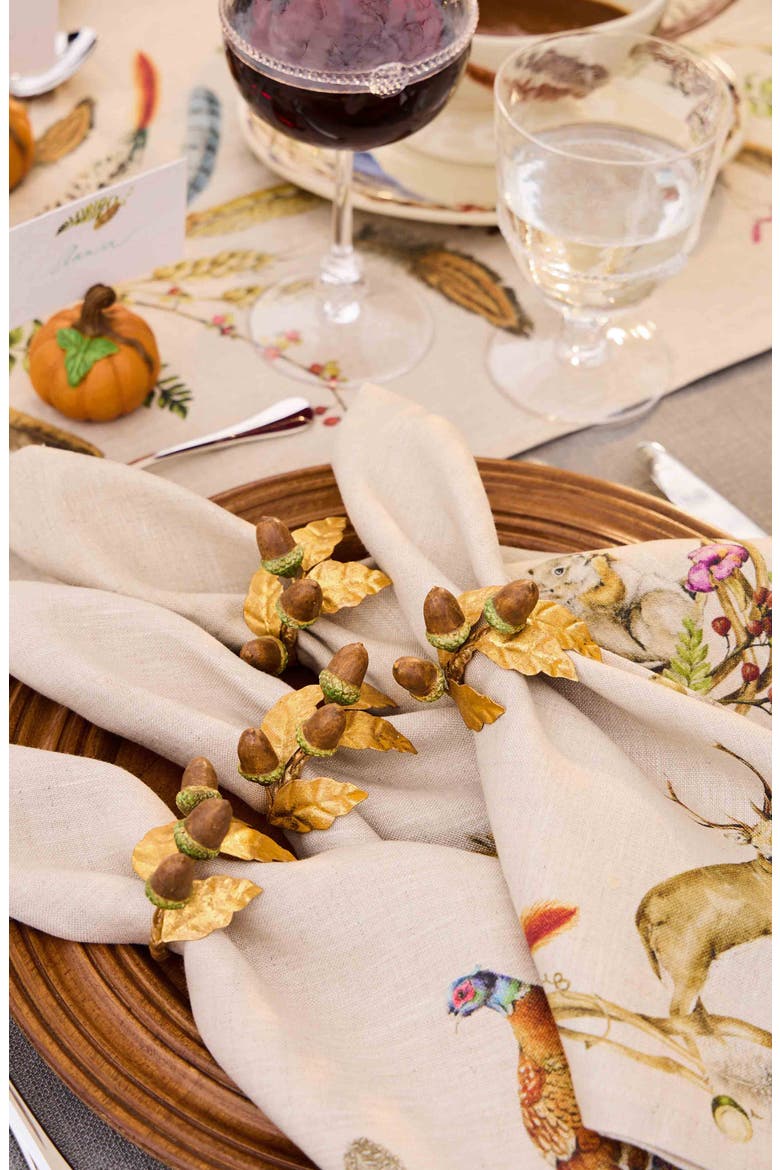 Forest Walk Acorns Set of 4 Napkin Rings, Alternate, color, MULTI