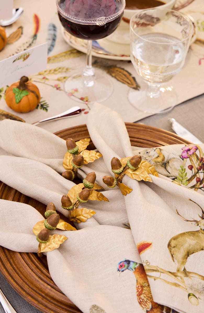 Juliska Forest Walk Acorns Set of 4 Napkin Rings, Alternate, color, Multi
