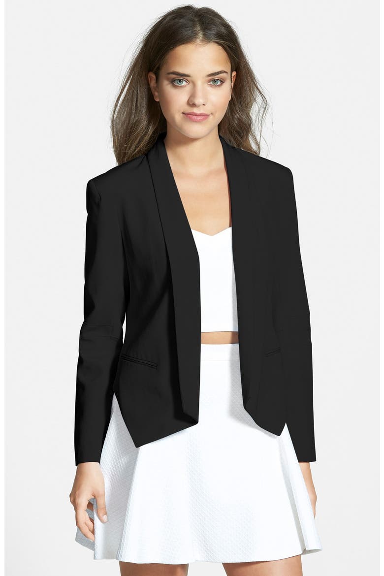 'Becky' Silk Blazer, Main, color, BLACK