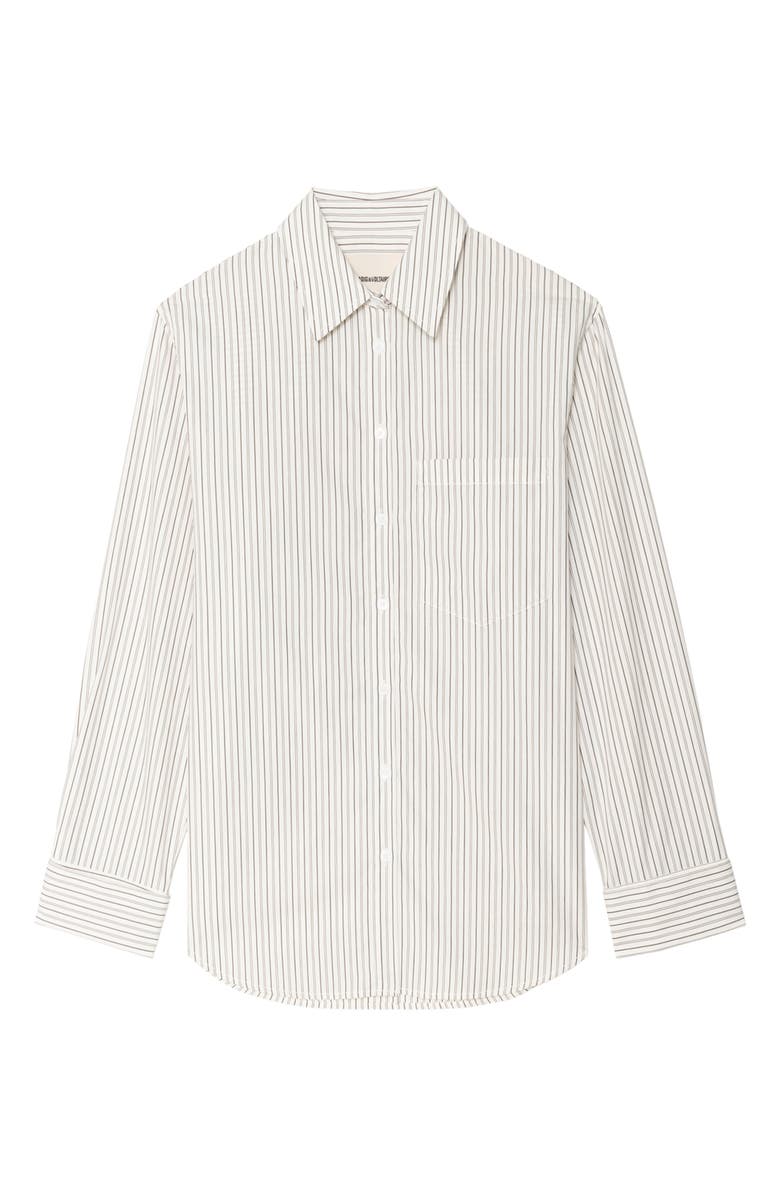 Zadig & Voltaire Morning Pop Logo Stripe Button-Up Shirt, Alternate, color, Judo