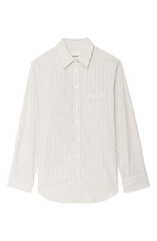 Zadig & Voltaire Morning Pop Logo Stripe Button-up Shirt In White