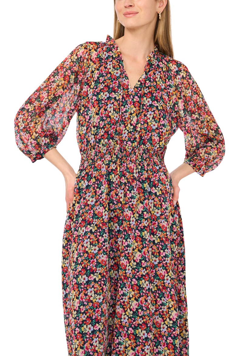 Floral Print Maxi Dress, Alternate, color, CLASSIC NAVY