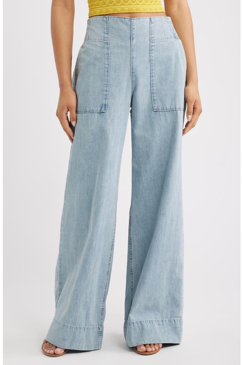 Breezy Pull-On Wide Leg Jeans, Main, color, DUSK