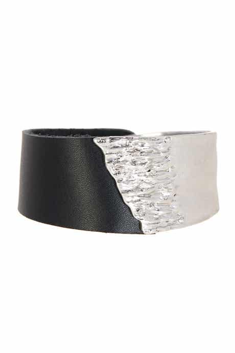 SAACHI Black & Silver Wild Ways Leather Bracelet