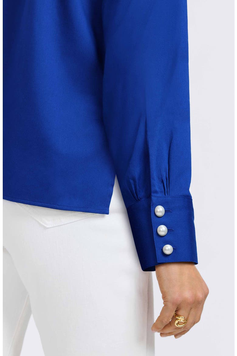 Matte Sateen Button-Up Shirt, Alternate, color, BLUE TOPAZ