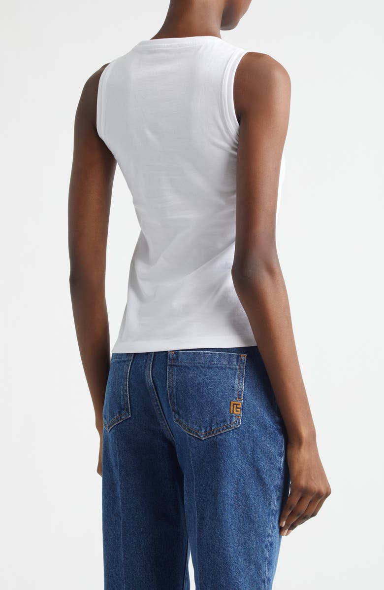 Balmain Paris Jersey Tank, Alternate, color, White/ Pale Green