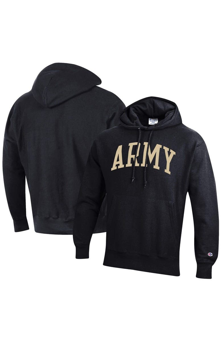 Champion Men's Champion Black Army Black Knights Team Arch Reverse Weave Pullover Hoodie, Main, color, 