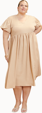 FASHION-SZN CURVE Puff Sleeve Smock Dress