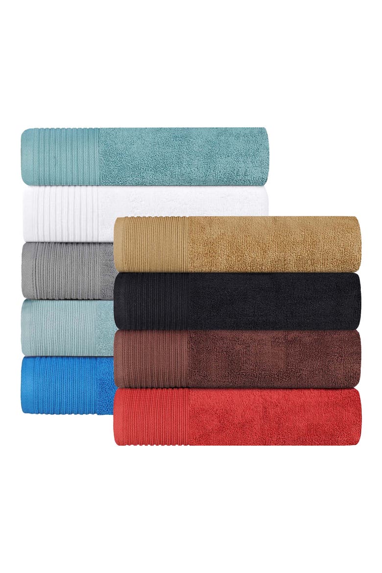 Marble 10-Piece Quick-Drying Cotton Towel Set, Alternate, color, TERRA COTTA