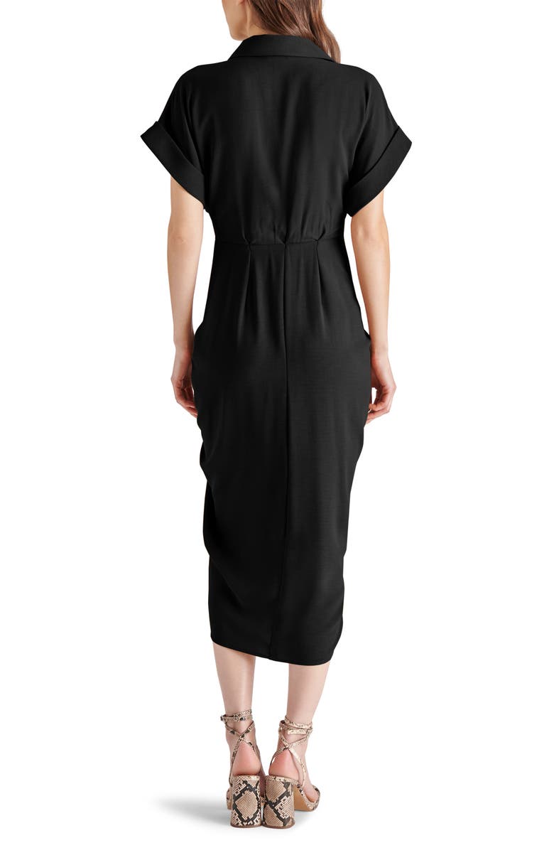 Steve Madden Tori Belted Ruched Slub Midi Shirtdress, Alternate, color, 