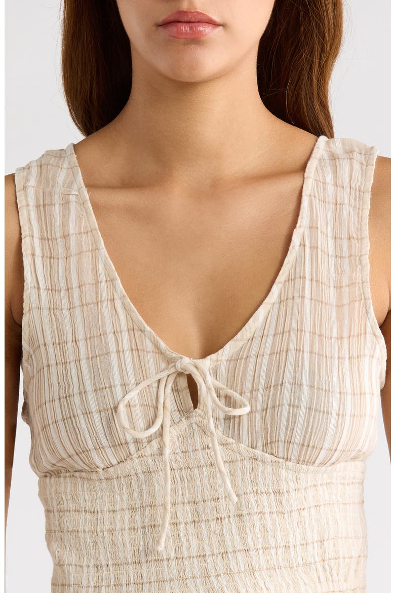 Paradise Check Cotton Blend Crop Tank, Alternate, color, OFF WHITE