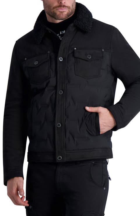 Trucker Jacket with Faux Shearling Collar