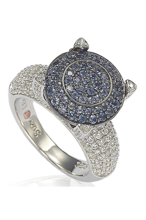 Sterling Silver Pave Blue CZ Ring