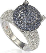 SUZY LEVIAN Sterling Silver Pave Blue CZ Ring