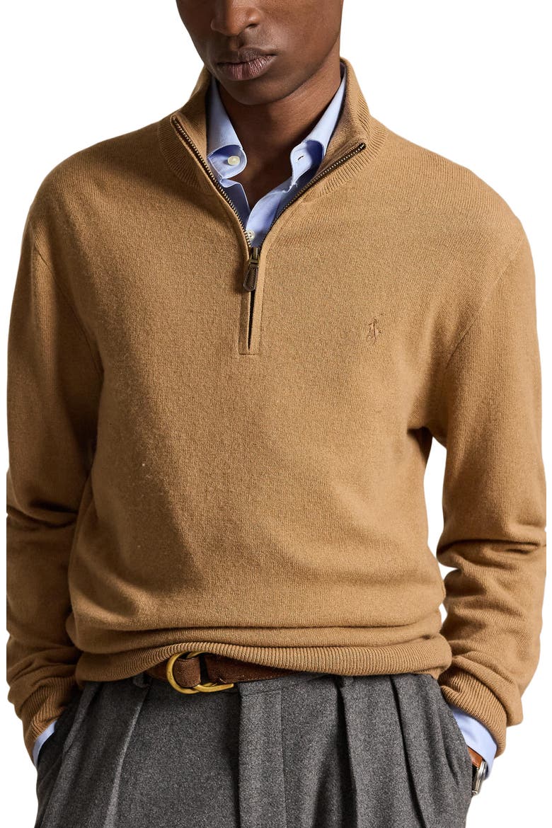 Wool Quarter Zip Sweater, Main, color, TAN HTHR