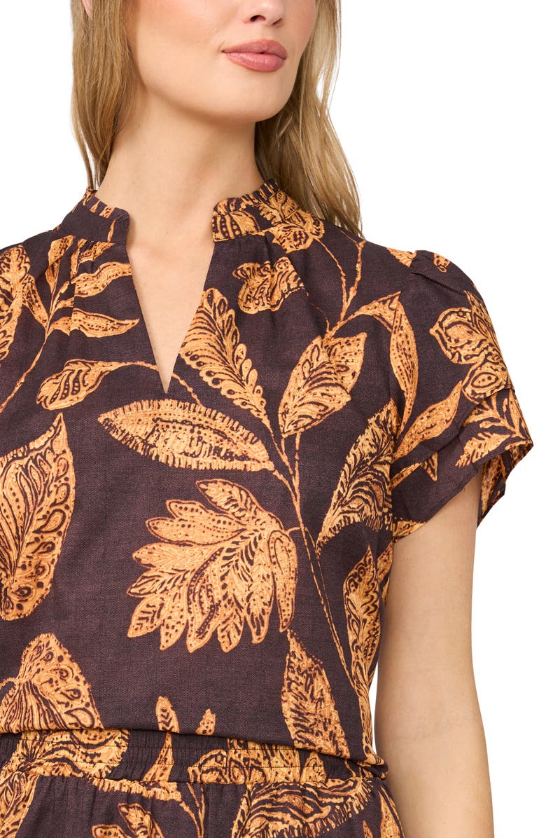 Halogen<sup>®</sup> Ruffle Neck Flutter Sleeve Cotton Top, Alternate, color,