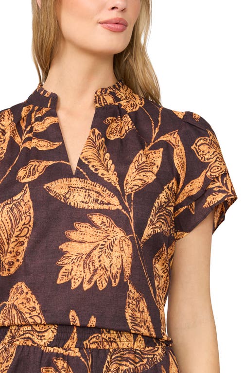 Halogenr Halogen(r) Ruffle Neck Flutter Sleeve Cotton Top In Multi