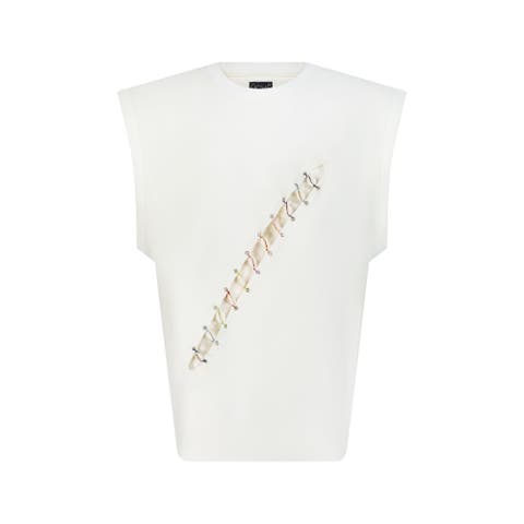 Cowrie Shell Embellished Sleeveless Shirt