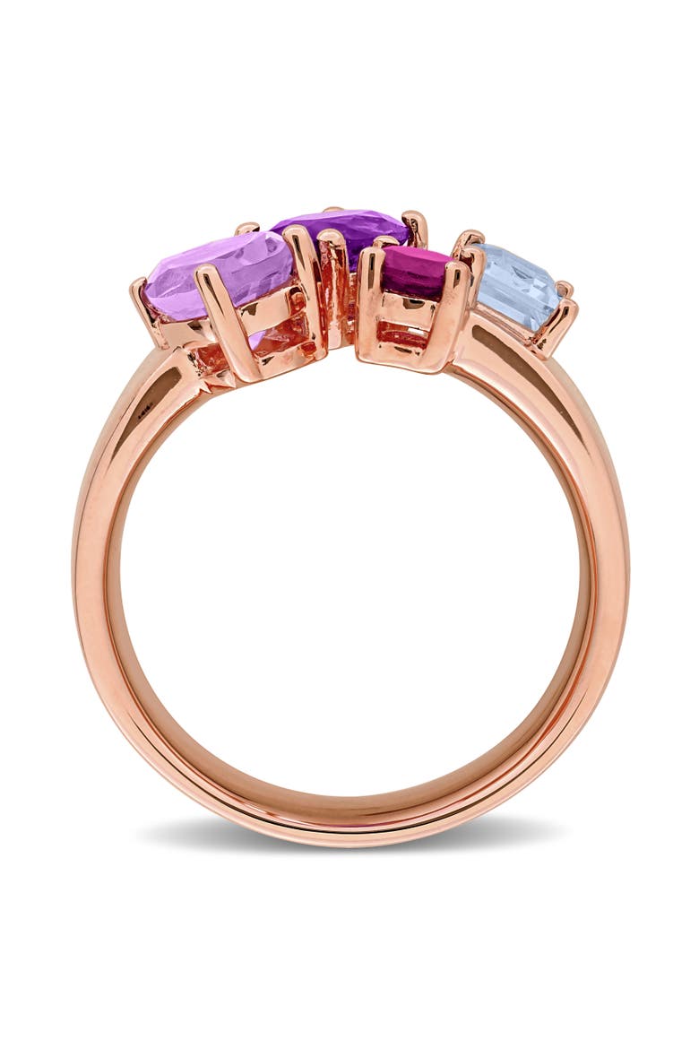 Gemstone Multi-Shape Open Ring Sterling Silver, Alternate, color, Amethyst/Rose-Plated