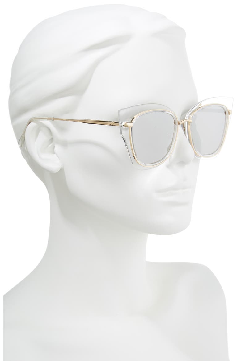 55mm Clear Winged Cat Eye Sunglasses, Alternate, color, CLEAR/ GOLD