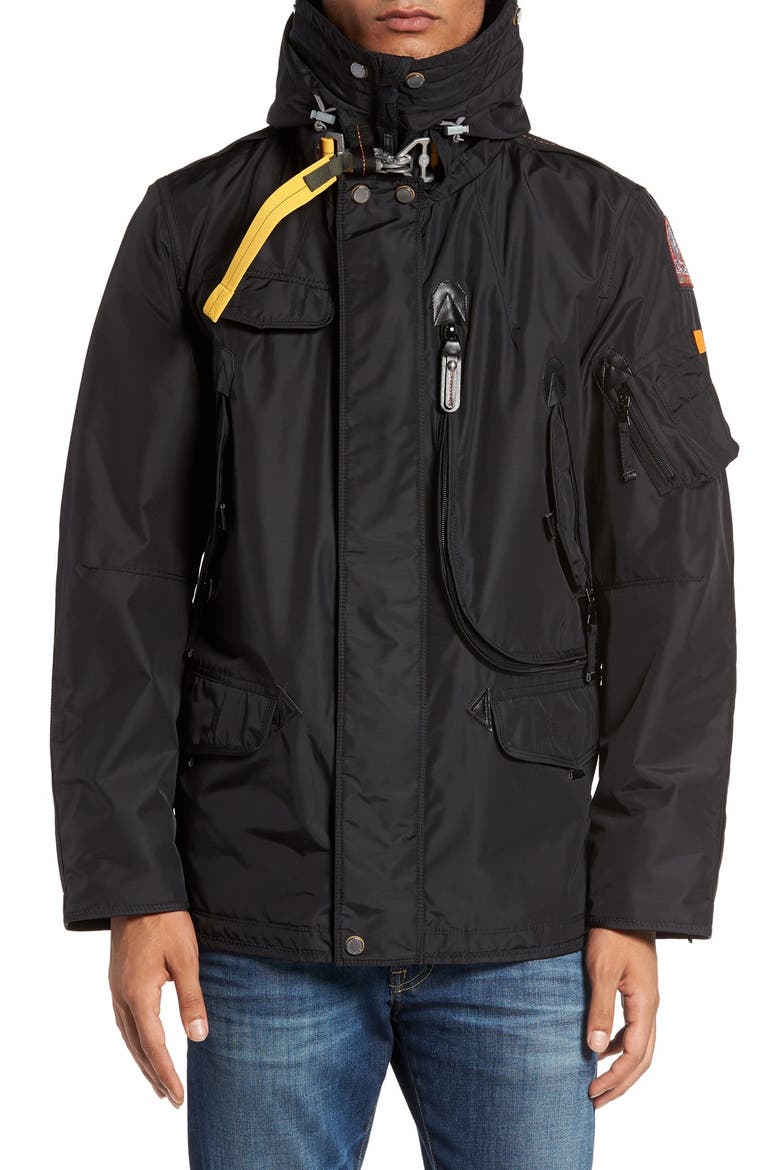 'Right Hand' Water Repellent Down Jacket with Faux Fur & Genuine Coyote Fur Trim, Alternate, color, BLACK