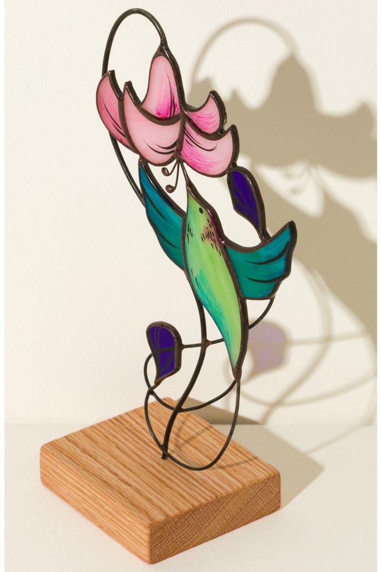 Joyful Hummingbird Stained Glass Sculpture by AVGUL Oleg Avgul, Alternate, color, Multi