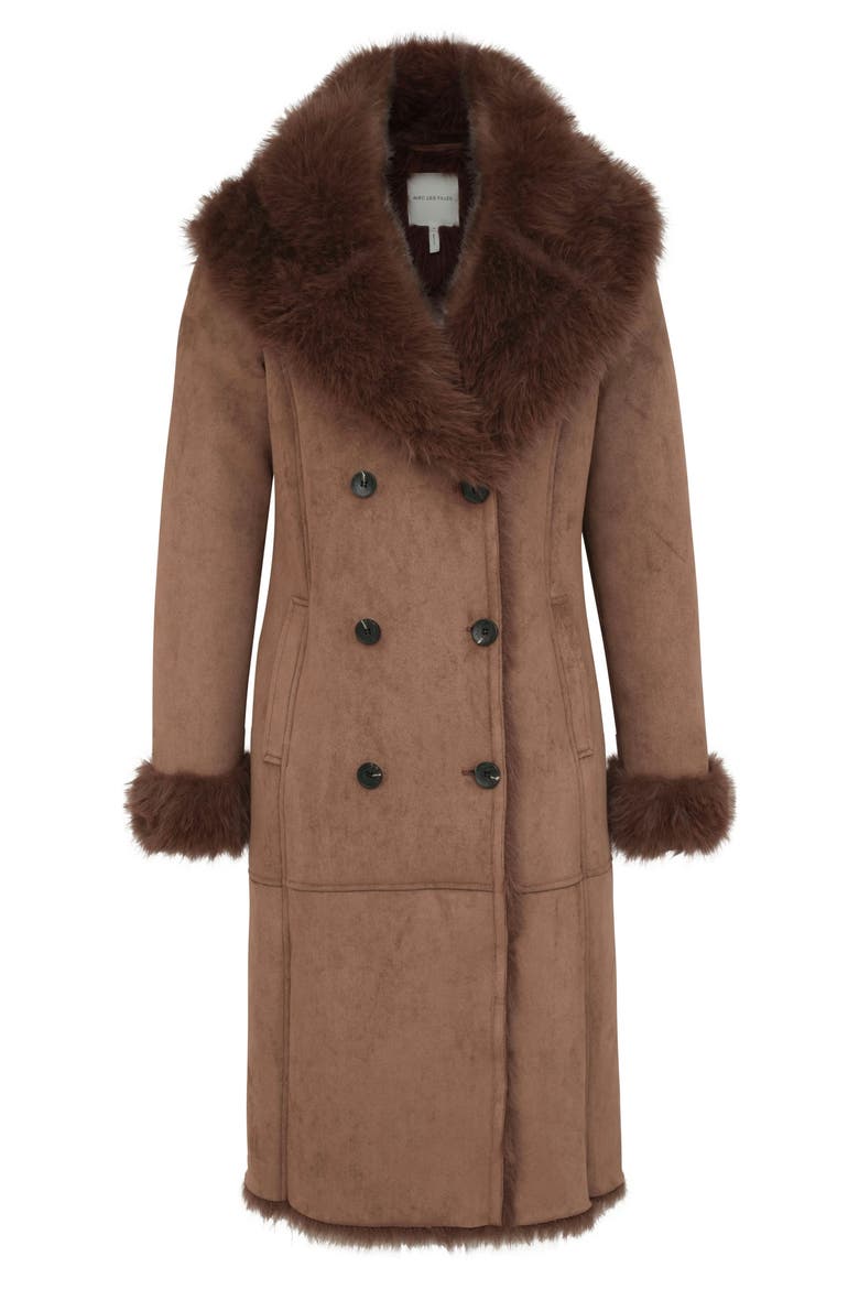 Hooded Duster Coat with Faux Fur Trim, Alternate, color, SIENNA