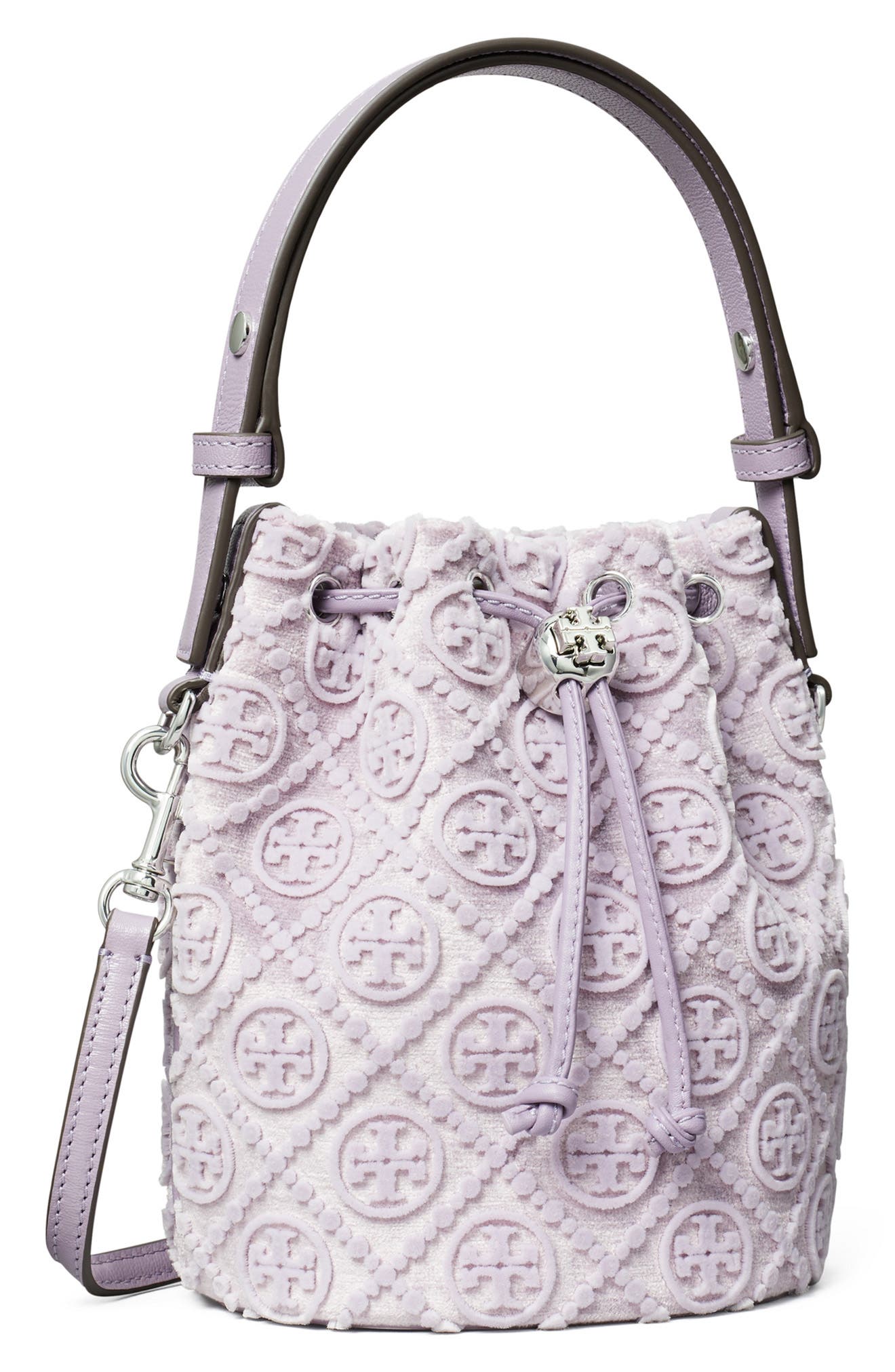 Tory Burch Mini T Monogram Fil Coupé Bucket Bag, Alternate, color, 