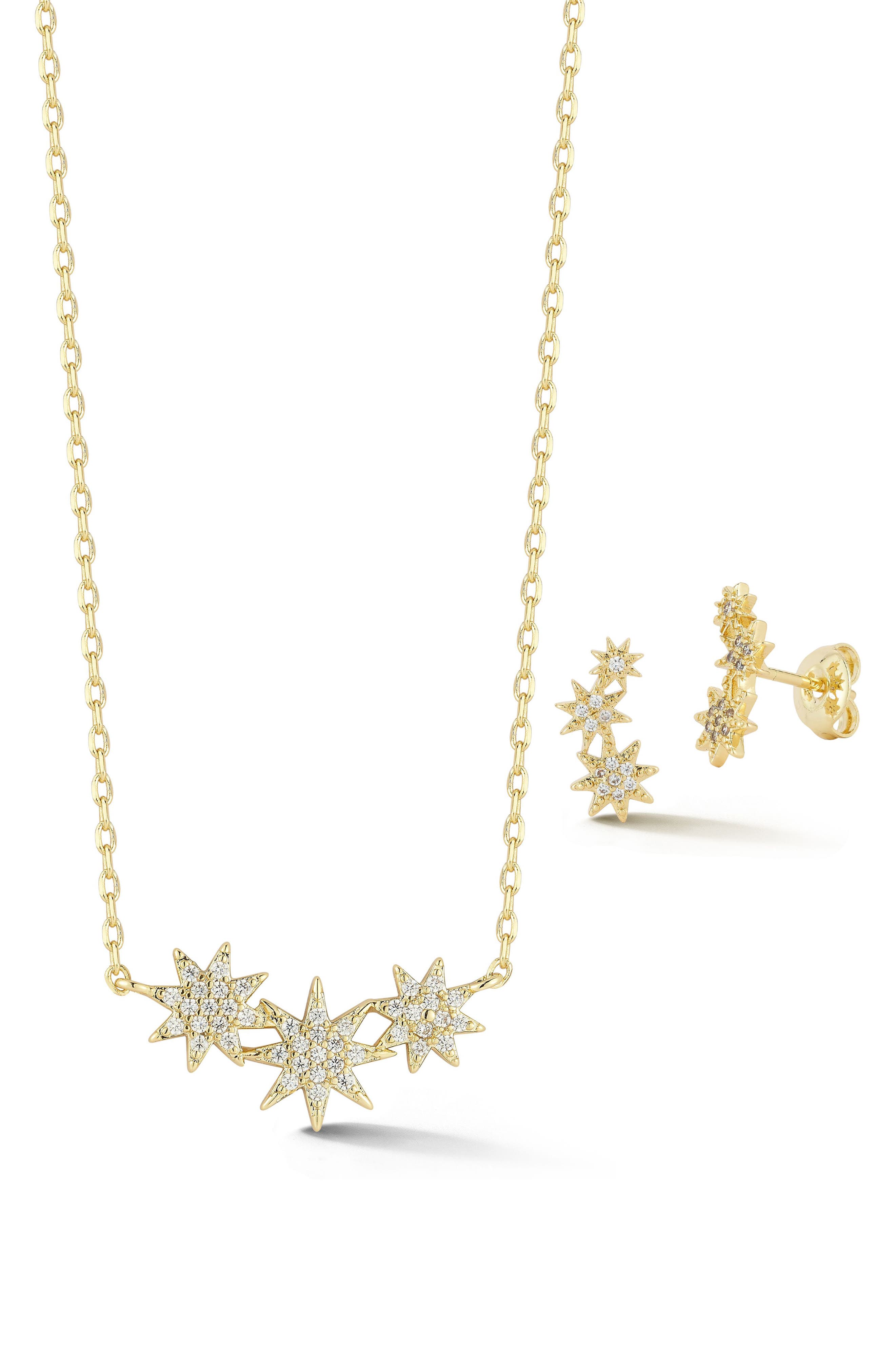 Sphera Milano Pavé Starburst Necklace & Earrings Set In Gold